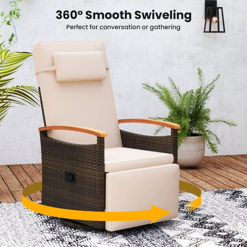 Adjustable Outdoor Recliner Chair with 150° Backrest and Footrest by DirectDeals