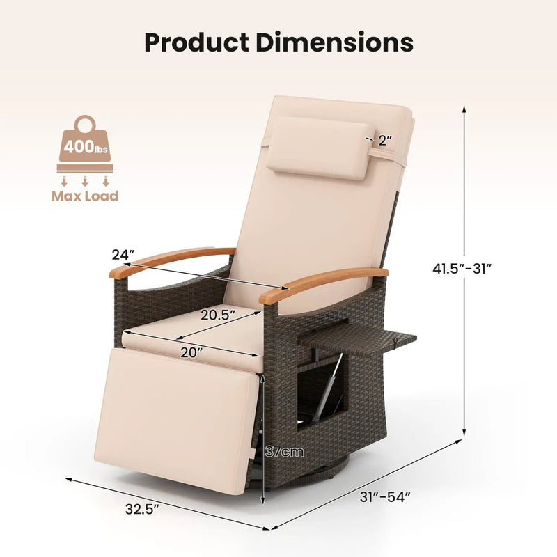 Adjustable Outdoor Recliner Chair with 150° Backrest and Footrest by DirectDeals
