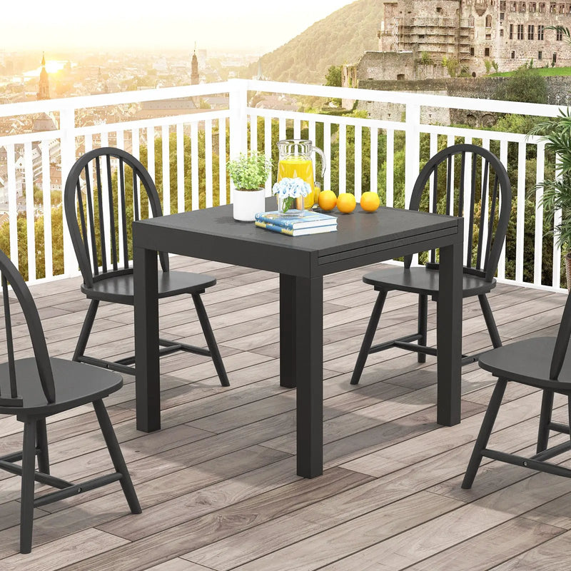 31.5 inches-63 inches Adjustable Patio Expandable Dining Table for 4-6 Person-Gray by DirectDeals