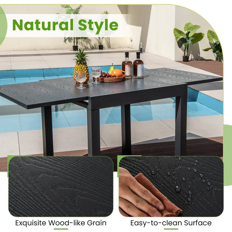 31.5 inches-63 inches Adjustable Patio Expandable Dining Table for 4-6 Person-Gray by DirectDeals