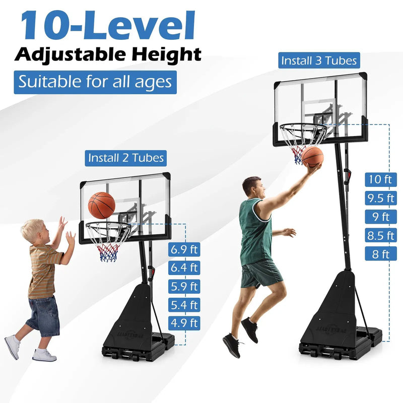 4.9-10 Feet Height Adjustable Portable Basketball Hoop Basketball Goal System by DirectDeals