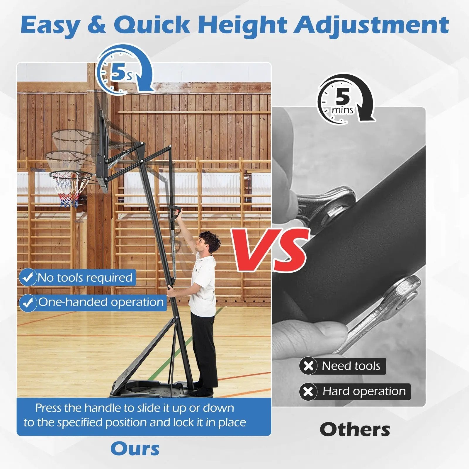4.9-10 Feet Height Adjustable Portable Basketball Hoop Basketball Goal System by DirectDeals
