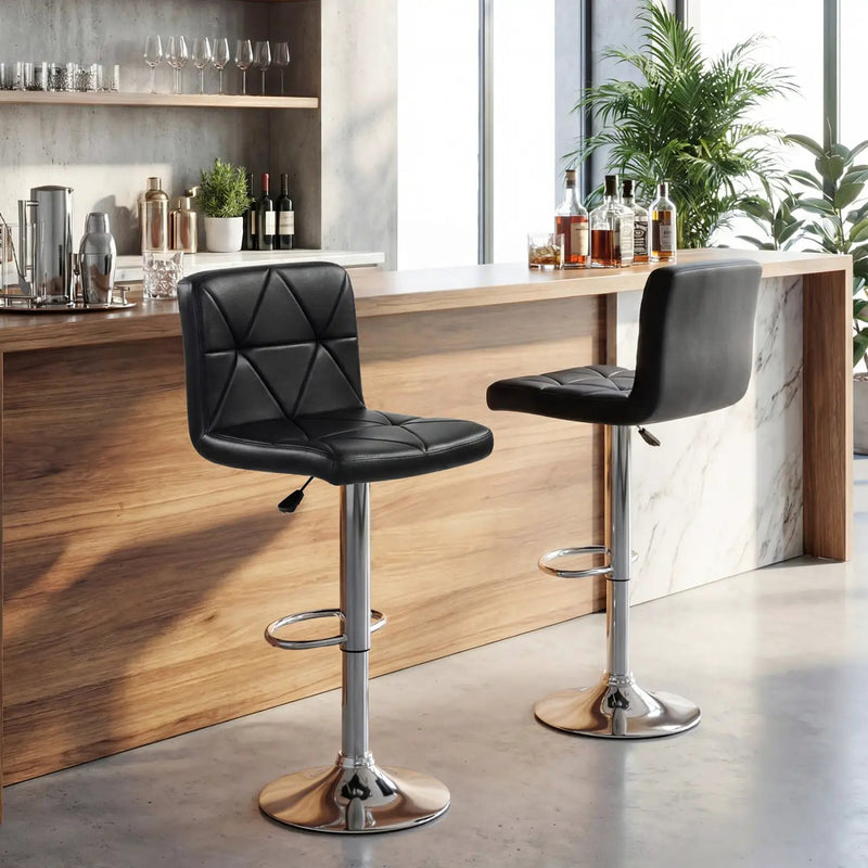 Adjustable Swivel Barstools Set of 2 with Back and Footrest by DirectDeals