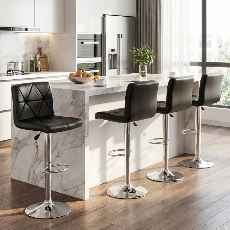 Adjustable Swivel Barstools Set of 2 with Back and Footrest by DirectDeals