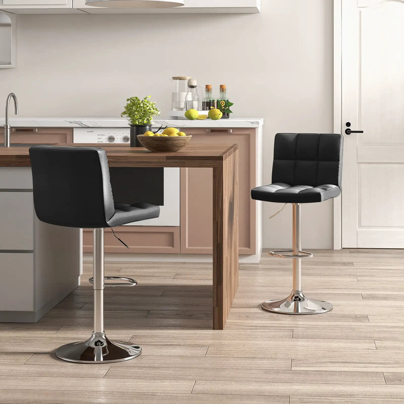 Adjustable Swivel Bar Stool with PU Leather-Brown by DirectDeals