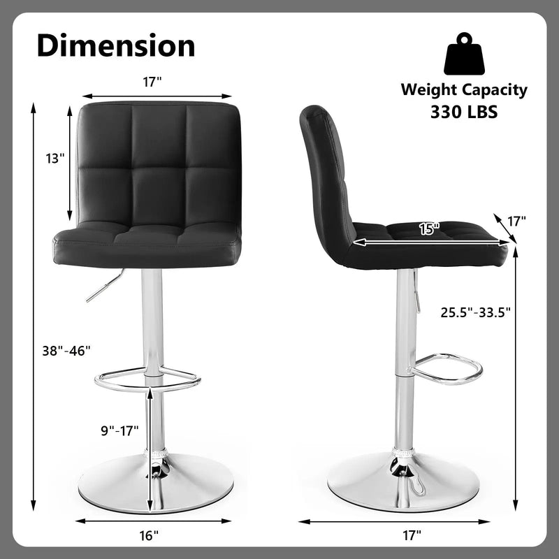 Adjustable Swivel Bar Stool with PU Leather-Brown by DirectDeals