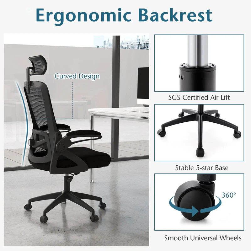 Adjustable Swivel Task Chair Ergonomic Office Chair with Adjustable Lumbar Support by DirectDeals