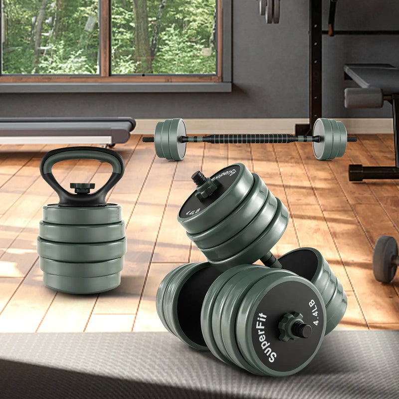4 in 1 Adjustable Weight Dumbbell Set-Black by DirectDeals