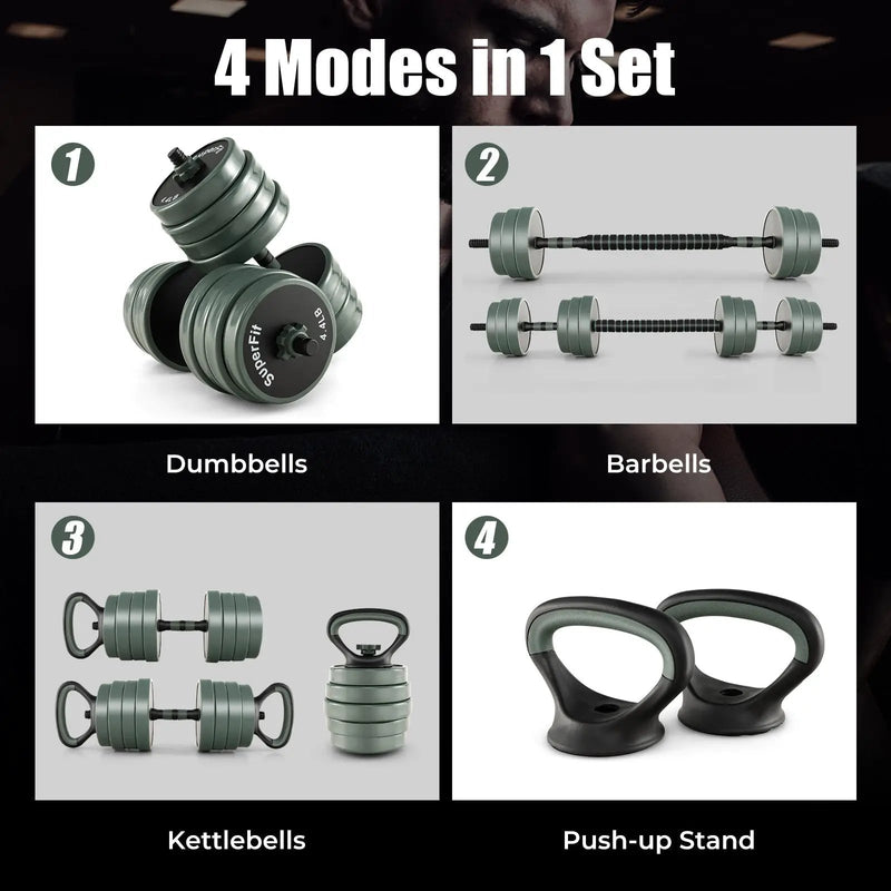 4 in 1 Adjustable Weight Dumbbell Set-Black by DirectDeals
