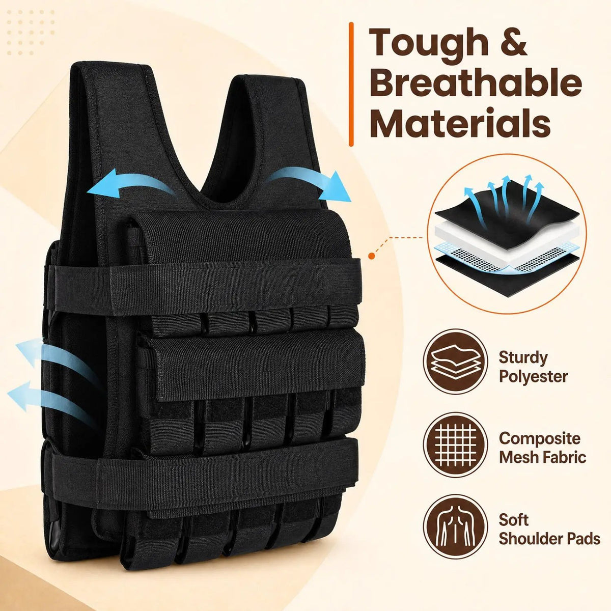 Adjustable Weighted Vest with Removable Iron Weights 44 lbs by DirectDeals