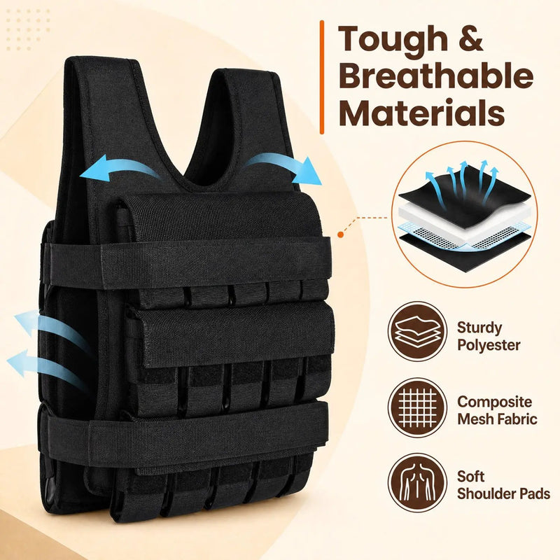 Adjustable Weighted Vest with Removable Iron Weights 44 lbs by DirectDeals