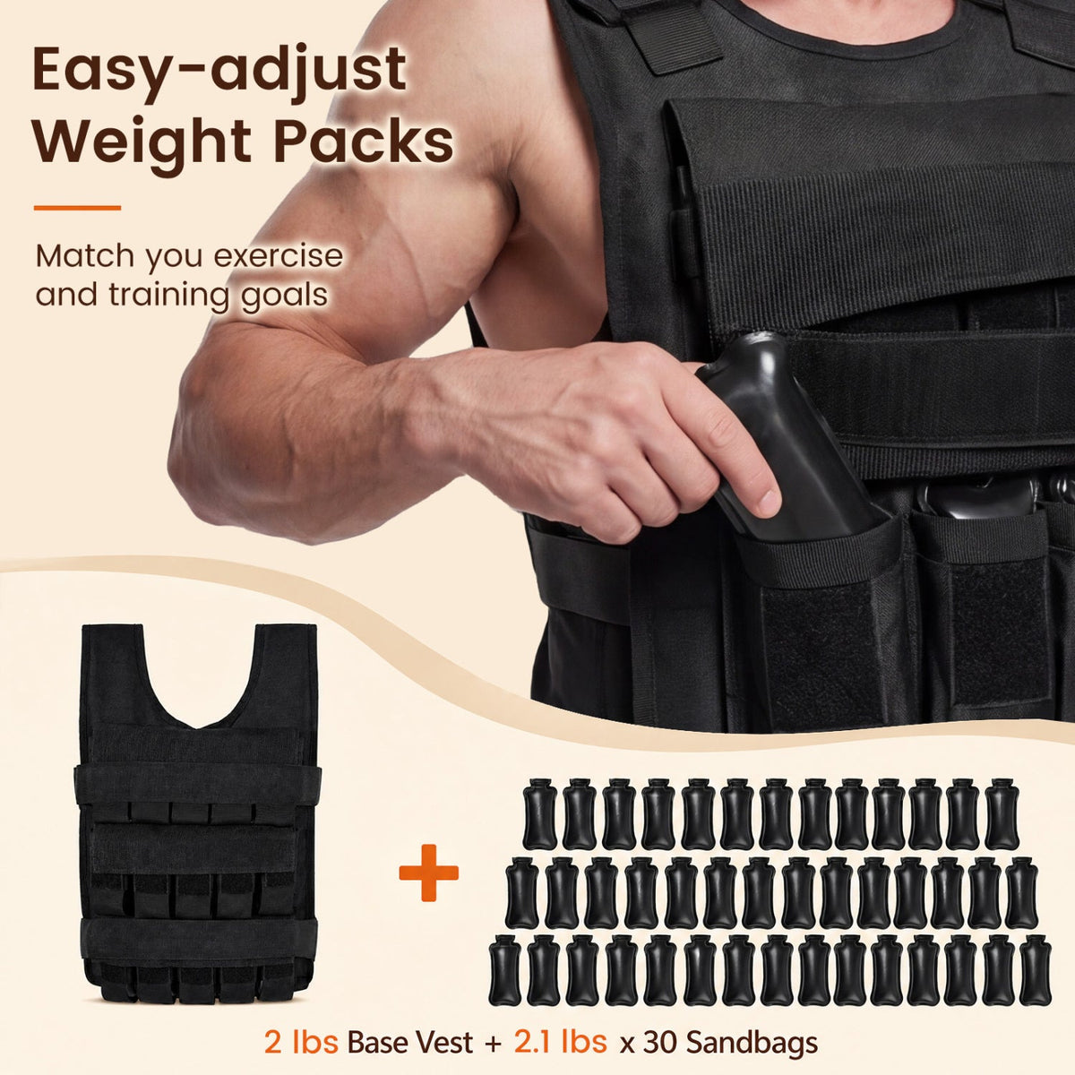 Adjustable Weighted Vest with Removable Iron Weights 44 lbs, photo 8 of 10