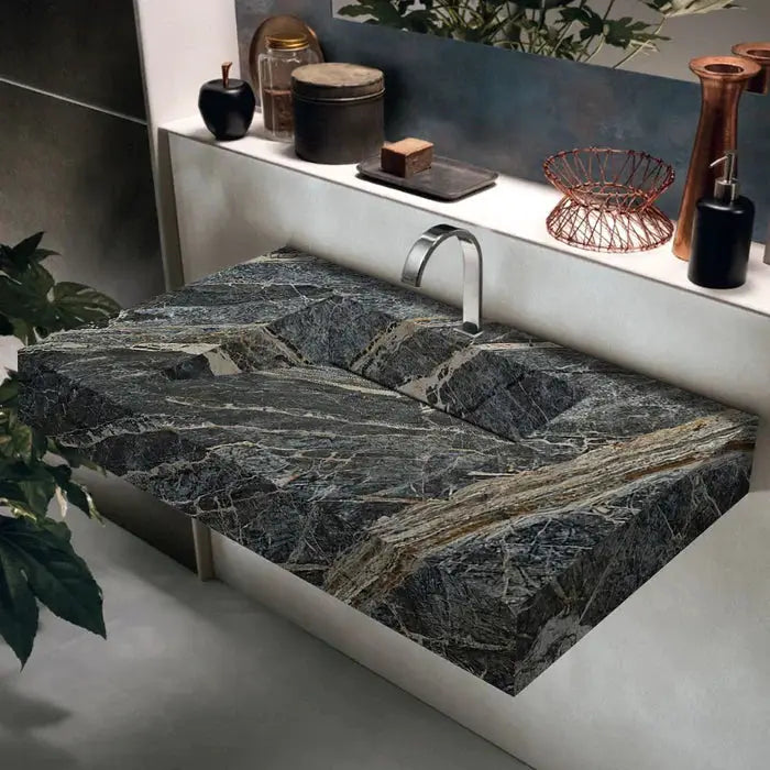 Adriatic Black Marble Modern Bathroom Sink - Wall Mount 30x16 by GobekDesign
