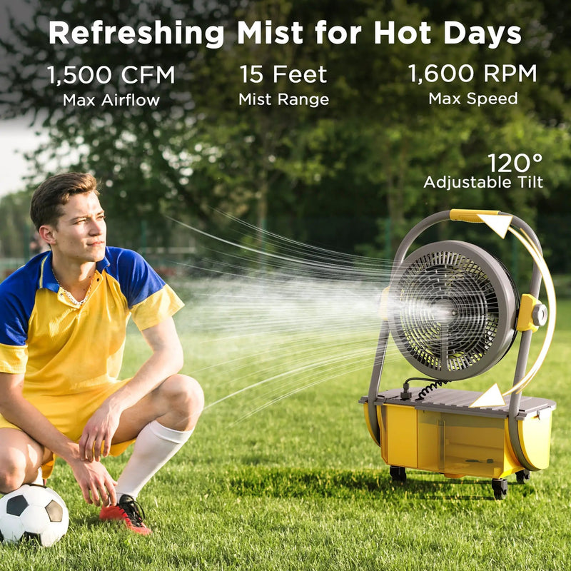 (Open Box) AirSupply MS12 Portable Mist Fan, 19,200mAh Battery & 2.9-Gallon Tank by TURBRO