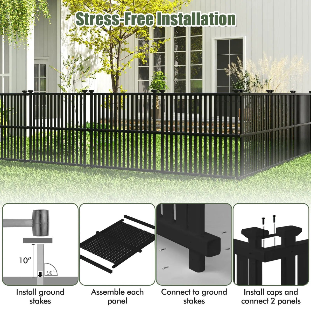 Air Conditioner Fence Panel with Metal Ground Stakes for Outside by DirectDeals