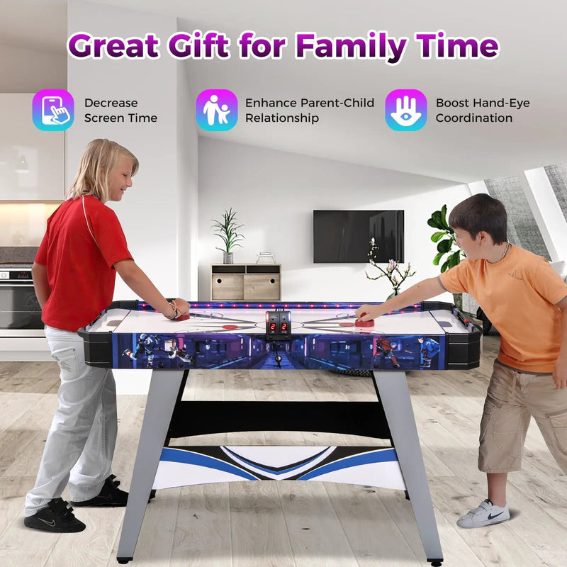 Air Powered Hockey Game Table with 2 Pushers and Pucks-Blue by DirectDeals