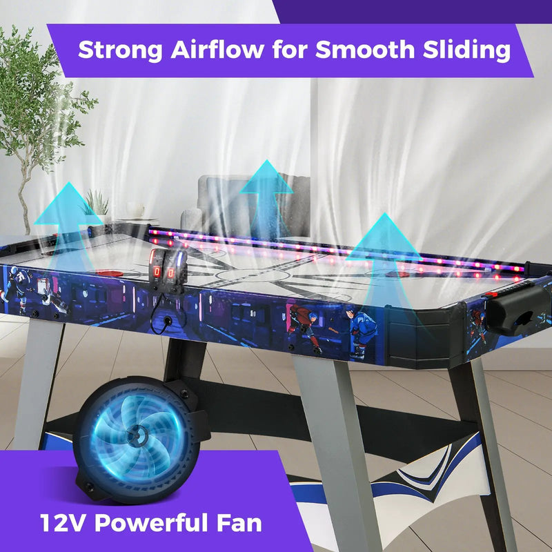 Air Powered Hockey Game Table with 2 Pushers and Pucks-Blue by DirectDeals