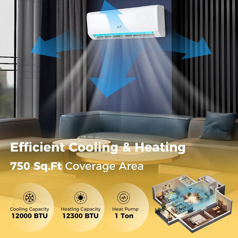 Airtural Series 12000 BTU 21 SEER2 208-230V Ductless Mini Split Air Conditioner with Heater Pump Energy Star Certified by DirectDeals