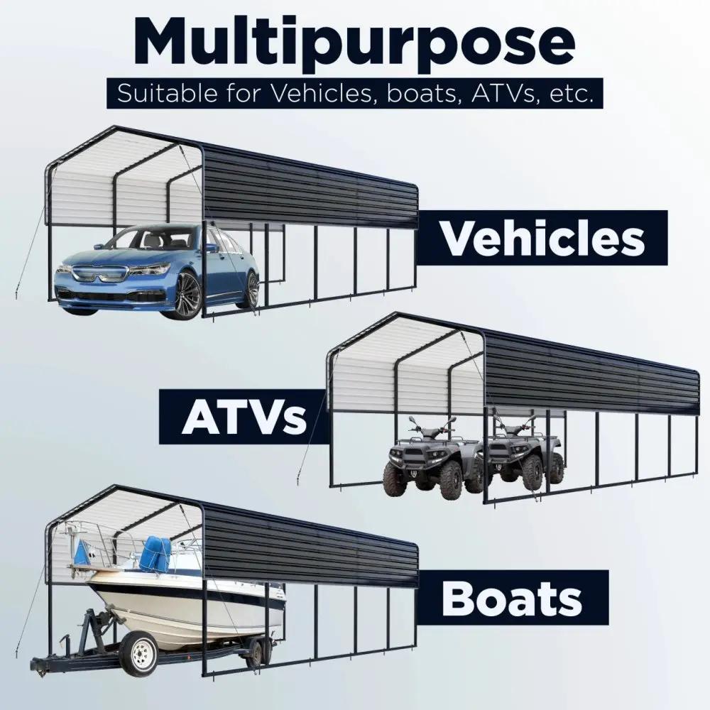 12'x25' Metal Carport with Corrugated Roof by Chery Industrial