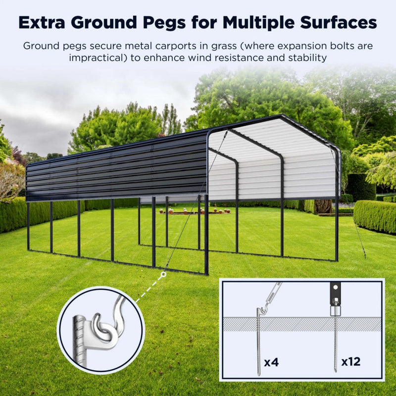12'x25' Metal Carport with Corrugated Roof by Chery Industrial