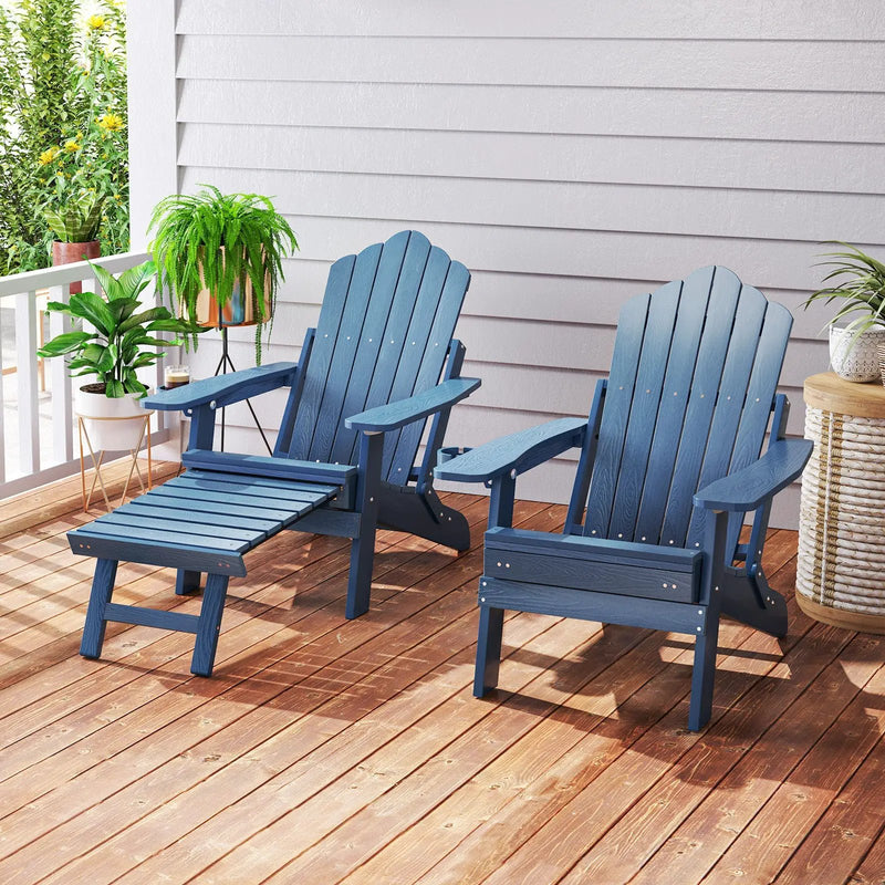 All-Weather HIPS Patio Adirondack Lounge Chair with Retractable Footrest by DirectDeals