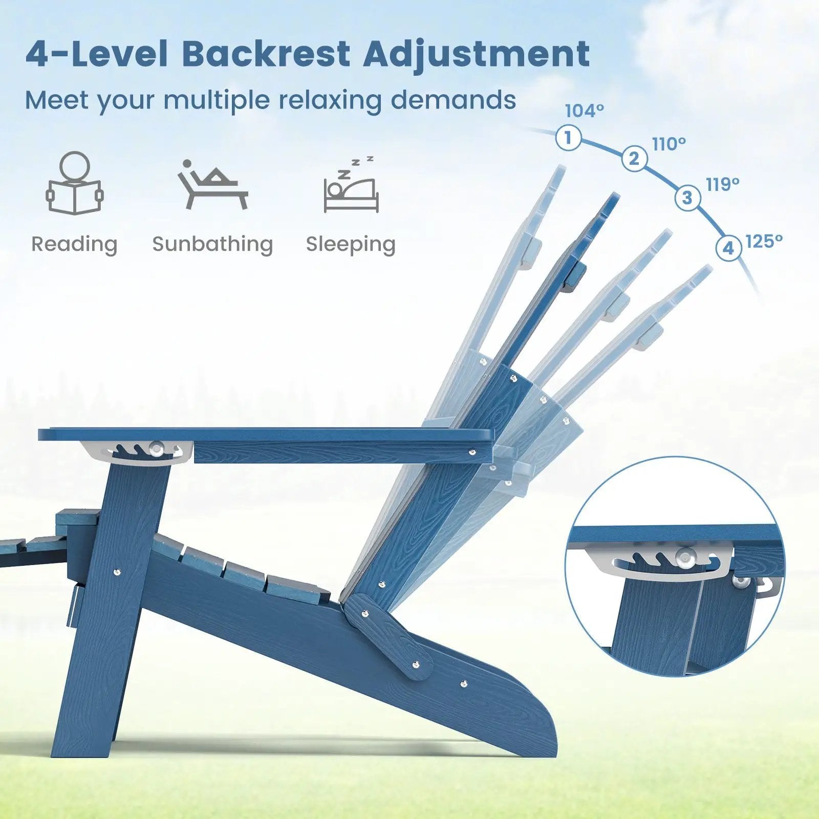 All-Weather HIPS Patio Adirondack Lounge Chair with Retractable Footrest by DirectDeals