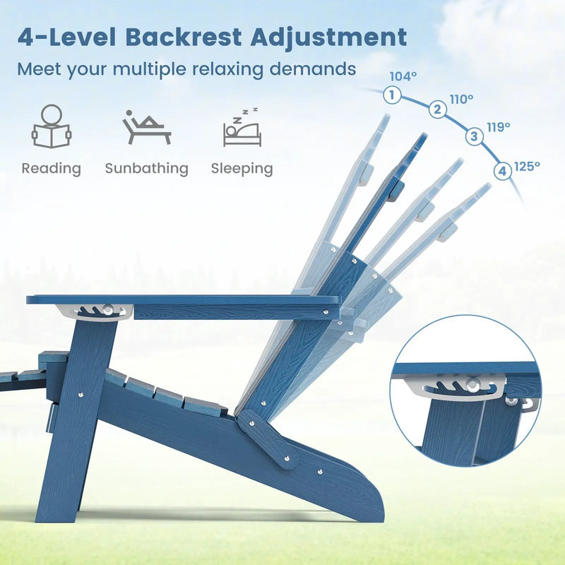 All-Weather HIPS Patio Adirondack Lounge Chair with Retractable Footrest by DirectDeals