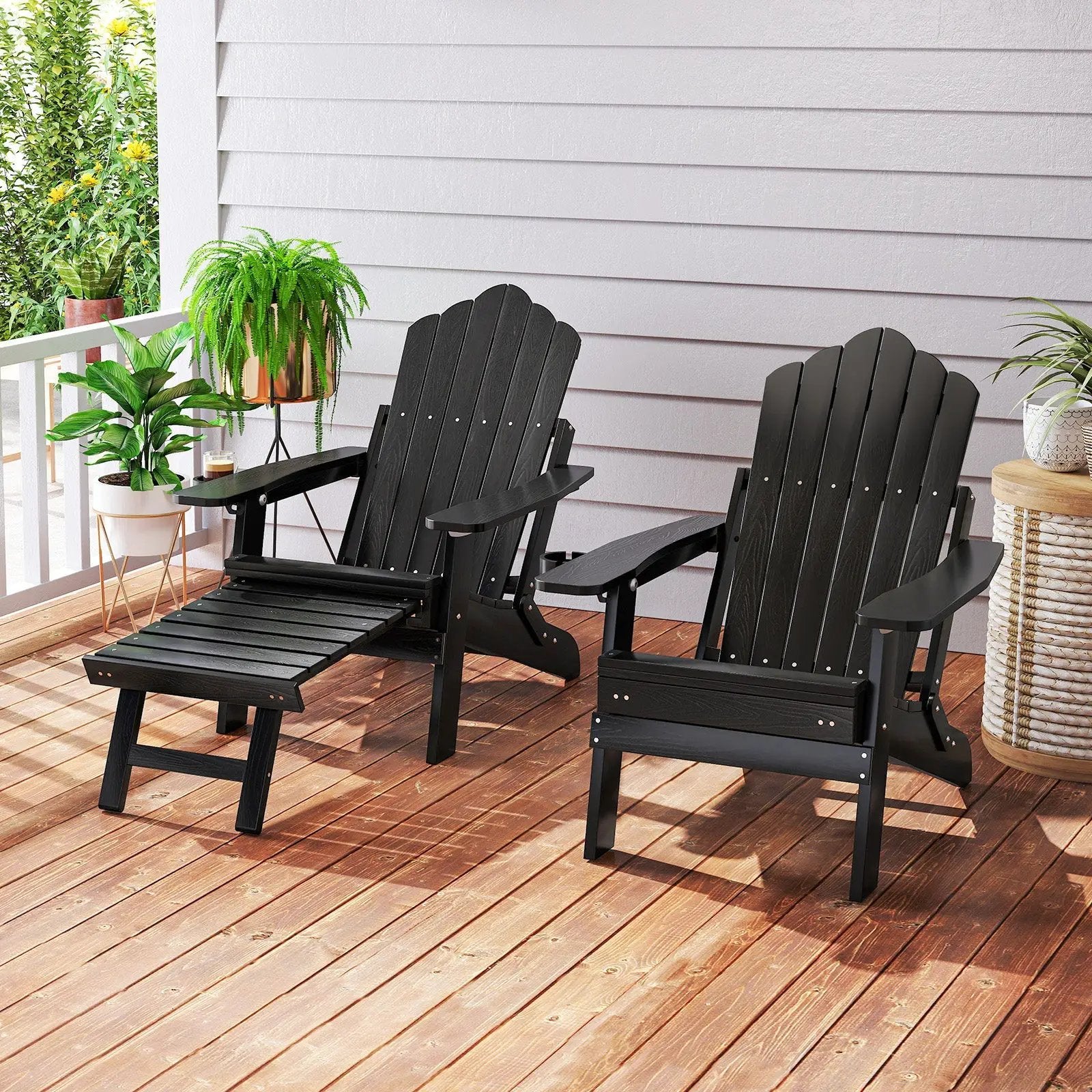 All-Weather HIPS Patio Adirondack Lounge Chair with Retractable Footrest by DirectDeals