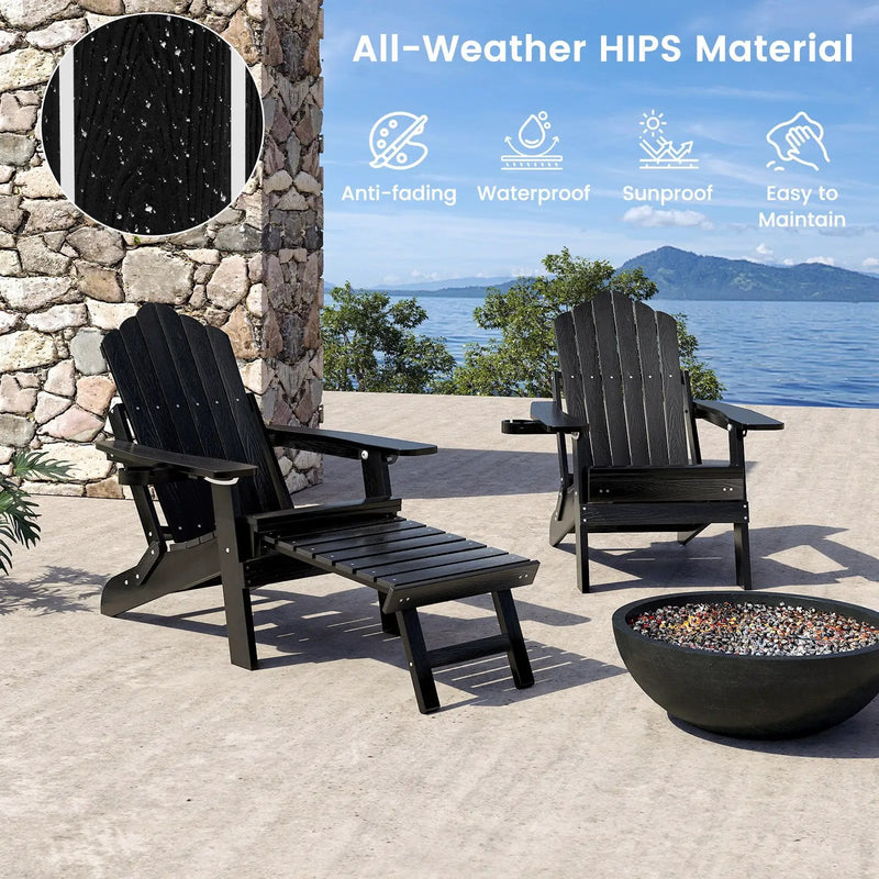 All-Weather HIPS Patio Adirondack Lounge Chair with Retractable Footrest by DirectDeals