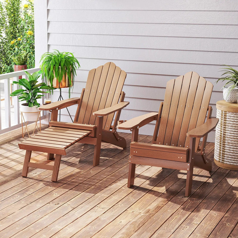 All-Weather HIPS Patio Adirondack Lounge Chair with Retractable Footrest by DirectDeals