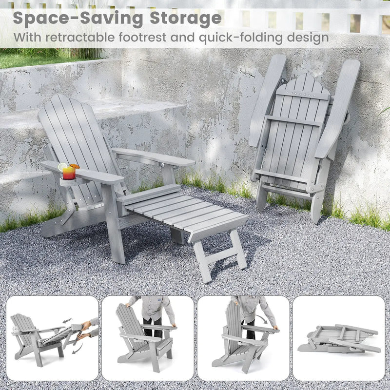 All-Weather HIPS Patio Adirondack Lounge Chair with Retractable Footrest by DirectDeals