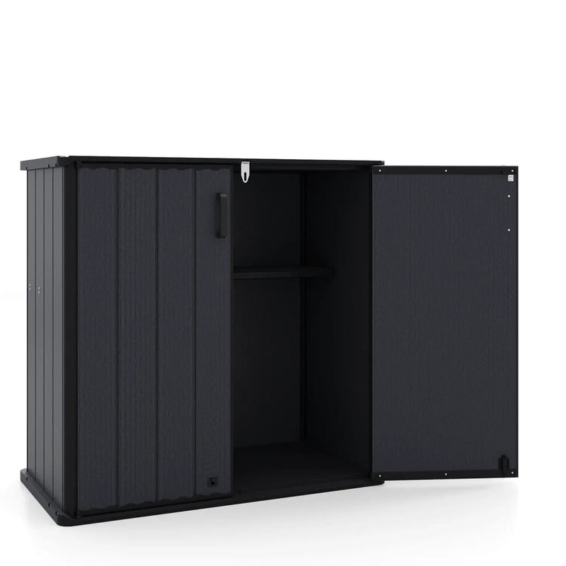 All-Weather Storage Box with Floor and Removable Shelf for Patio and Lawn by DirectDeals
