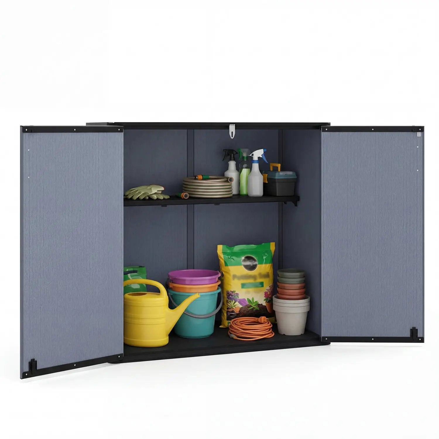 All-Weather Storage Box with Floor and Removable Shelf for Patio and Lawn by DirectDeals