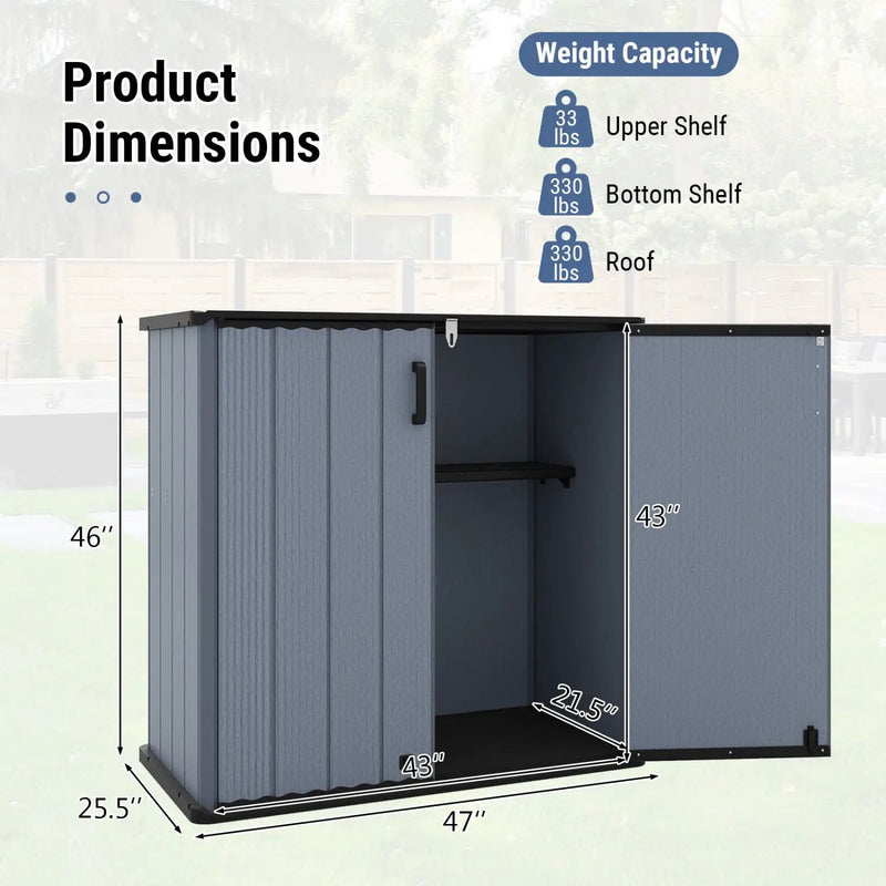 All-Weather Storage Box with Floor and Removable Shelf for Patio and Lawn by DirectDeals