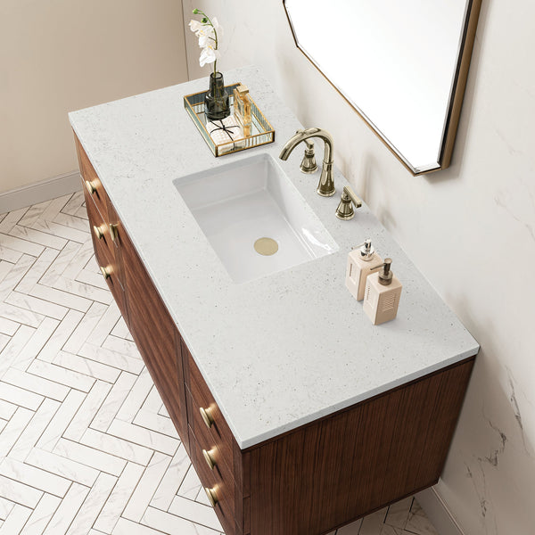 James Martin Amberly 48" Dual Mount Single Bathroom Vanity, Mid-Century Walnut