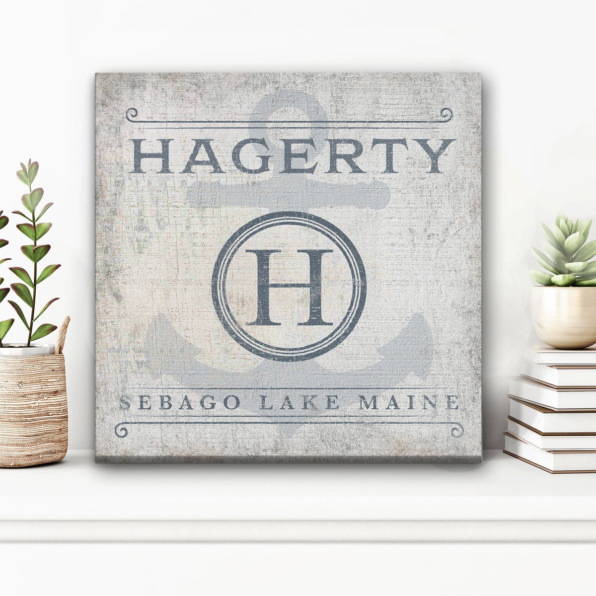 Personalized Family Name & Anchor Monogram Canvas Decor, photo 6 of 7