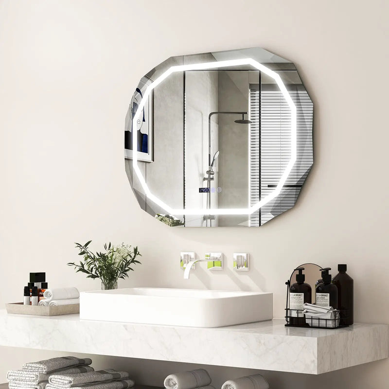 Anti-Fog Bathroom Mirror with 3 Color LED Light Memory Function by DirectDeals