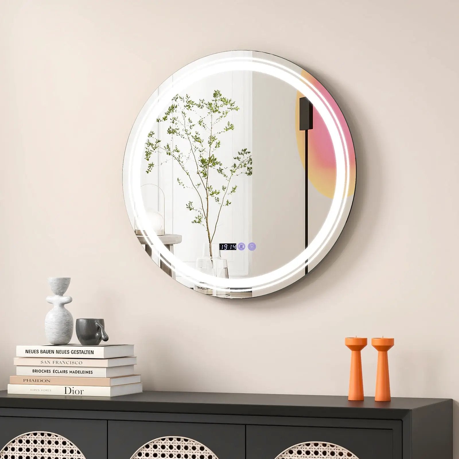 Anti-Fog Round Led Bathroom Mirror with 3 Color LED Lights by DirectDeals