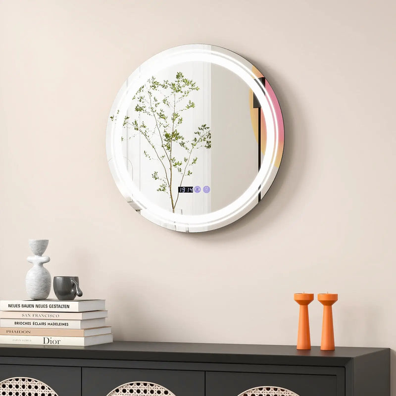 Anti-Fog Round Led Bathroom Mirror with 3 Color LED Lights by DirectDeals