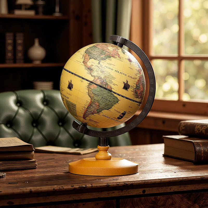 Antique Globe Dia 5.5 Inch Mini Rotating World Globe with Wooden Base-Brozen by DirectDeals