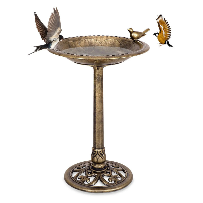 Antique Gold Freestanding Pedestal Bird Bath Feeder by DirectDeals