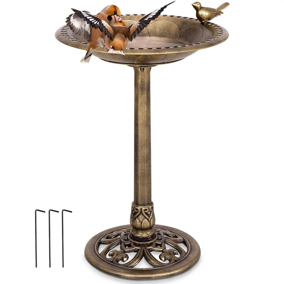 Antique Gold Freestanding Pedestal Bird Bath Feeder by DirectDeals