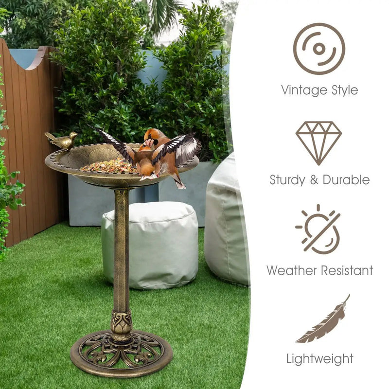 Antique Gold Freestanding Pedestal Bird Bath Feeder by DirectDeals