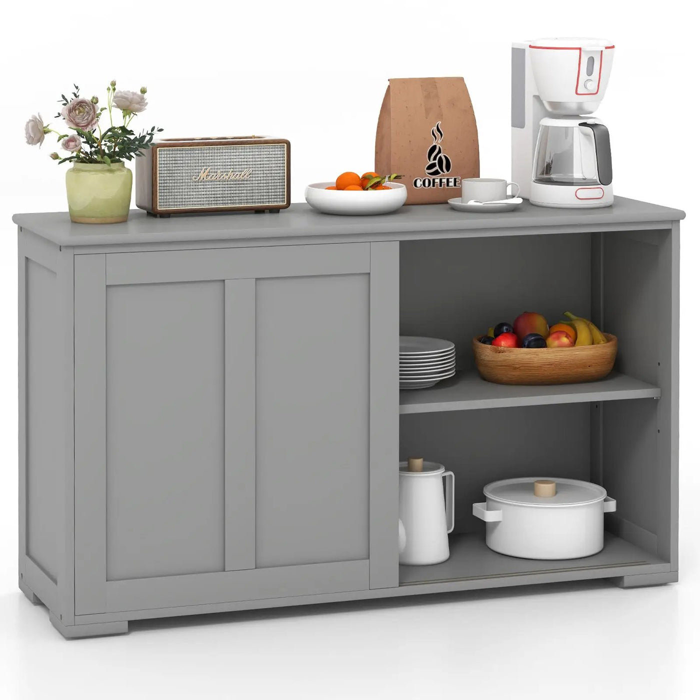 Kitchen Storage Cabinet with Wood Sliding Door by DirectDeals