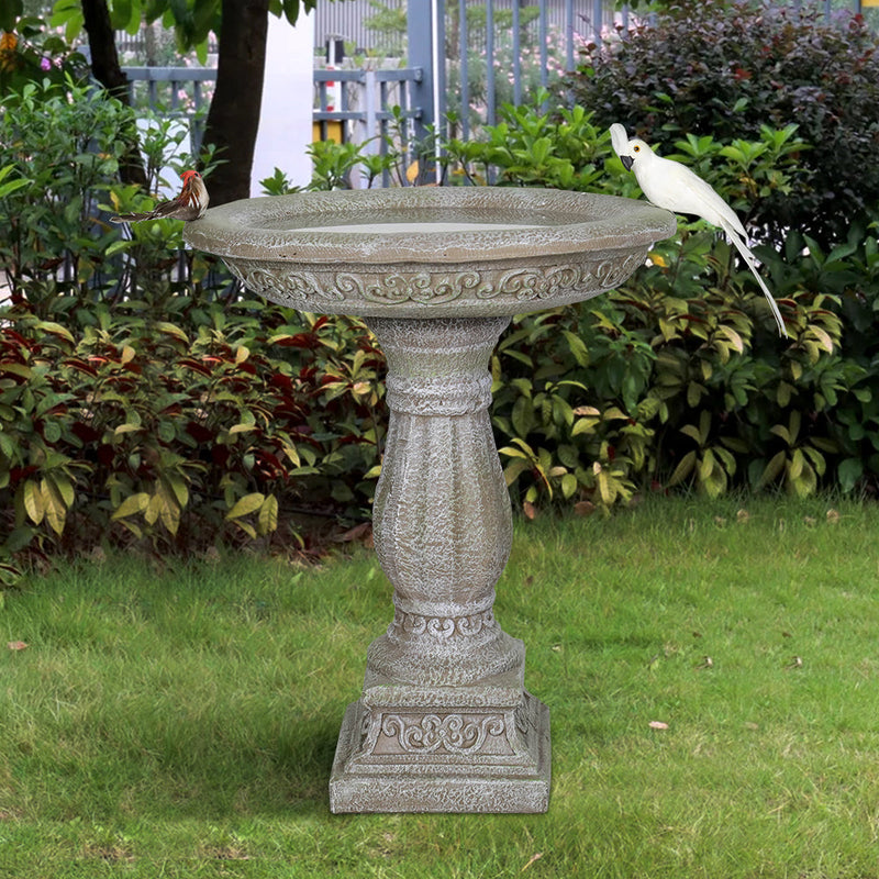 Concrete Antique Bird Bath Ornate Pedestal 23 Inch, photo 3 of 7