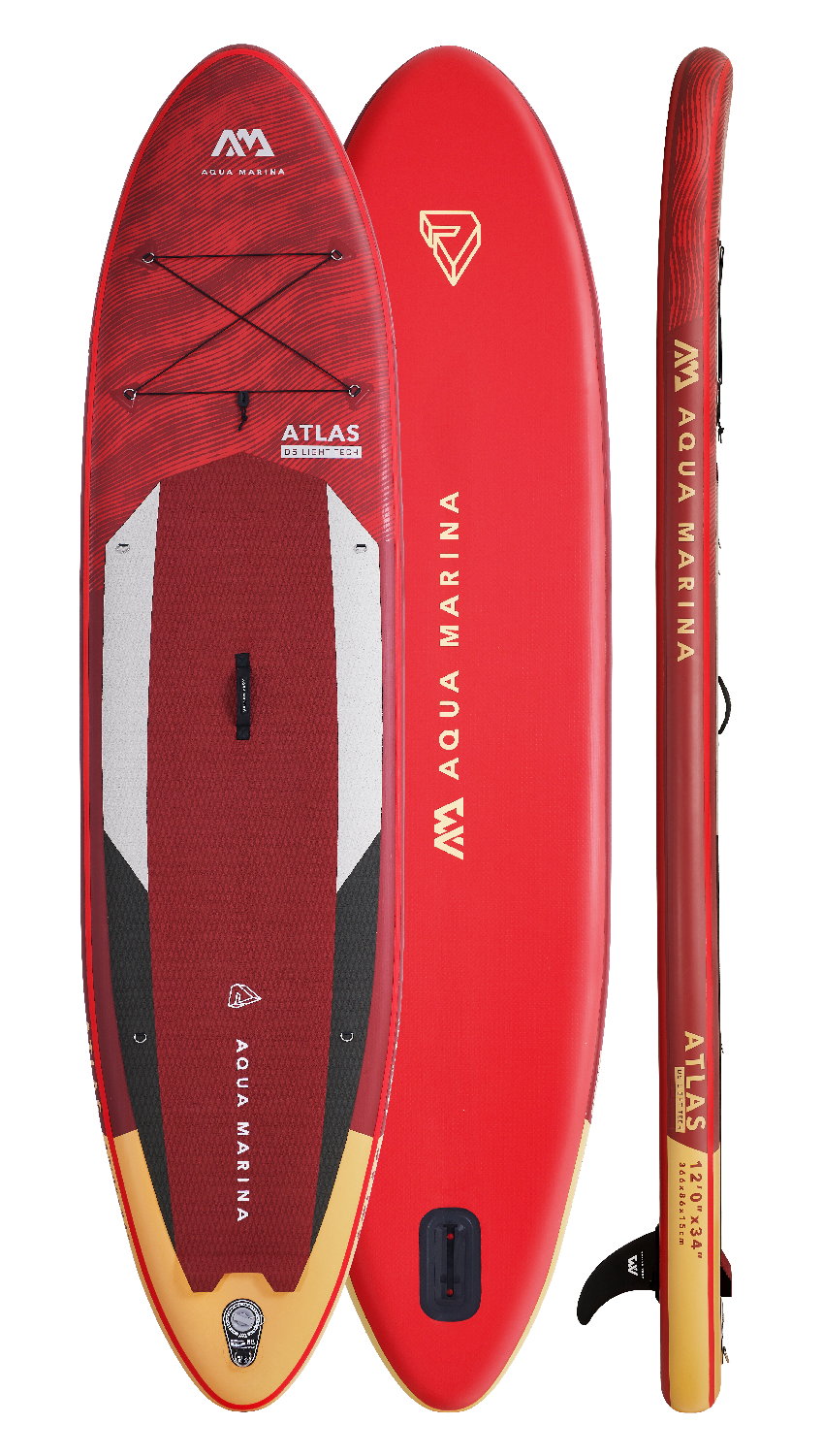 Aqua Marina ATLAS 12'0" Inflatable Paddle Board All-Around Advanced SUP, packed in its shipping crate