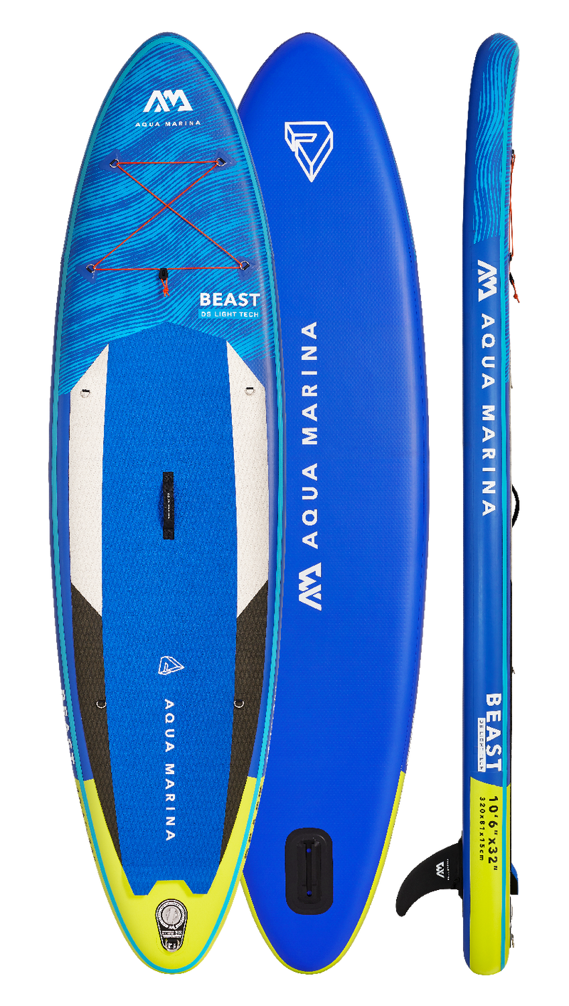 Aqua Marina BEAST 10'6" Inflatable Paddle Board All-Around Advanced SUP, packed in its shipping crate