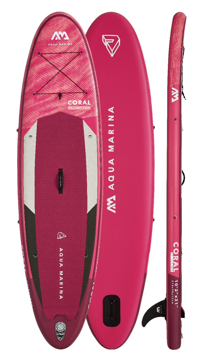 Aqua Marina CORAL 10'2" Inflatable Paddle Board All-Around Advanced SUP, packed in its shipping crate