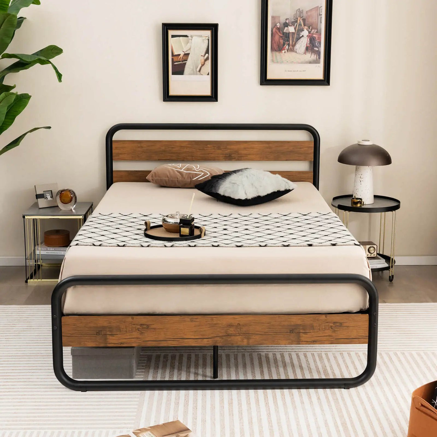 Arc Platform Bed with Headboard and Footboard-Full Size by DirectDeals