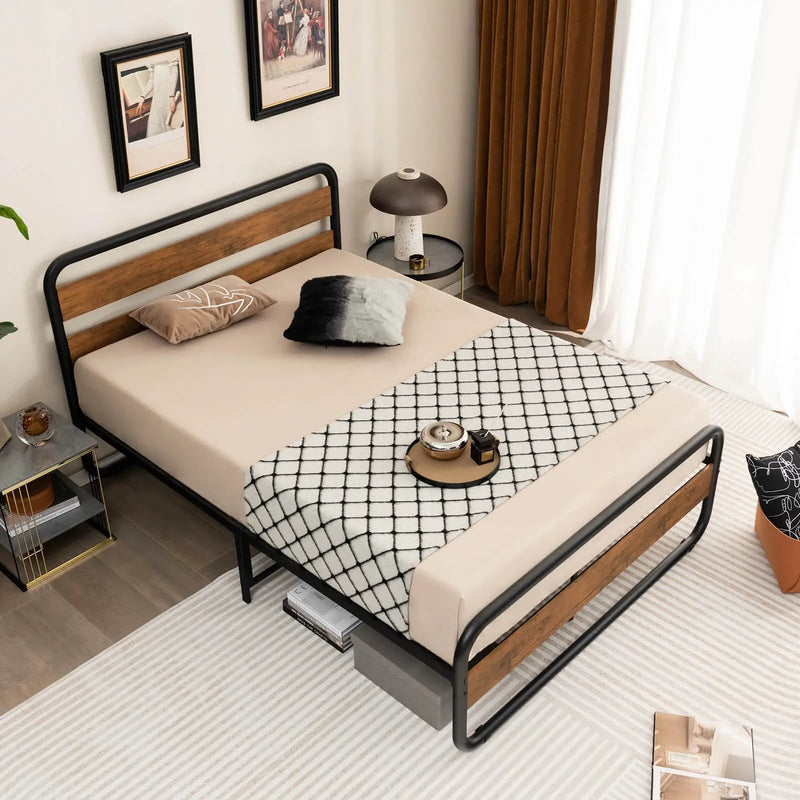 Arc Platform Bed with Headboard and Footboard-Full Size by DirectDeals